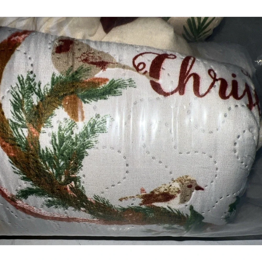 Vintage 3 Pcs King Merry Christmas Quilt Set Festive Bedspread‎ Rustic Farmhouse